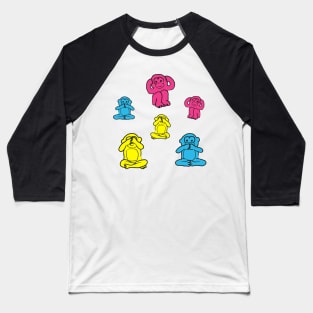 Colorful monkeys over white Baseball T-Shirt